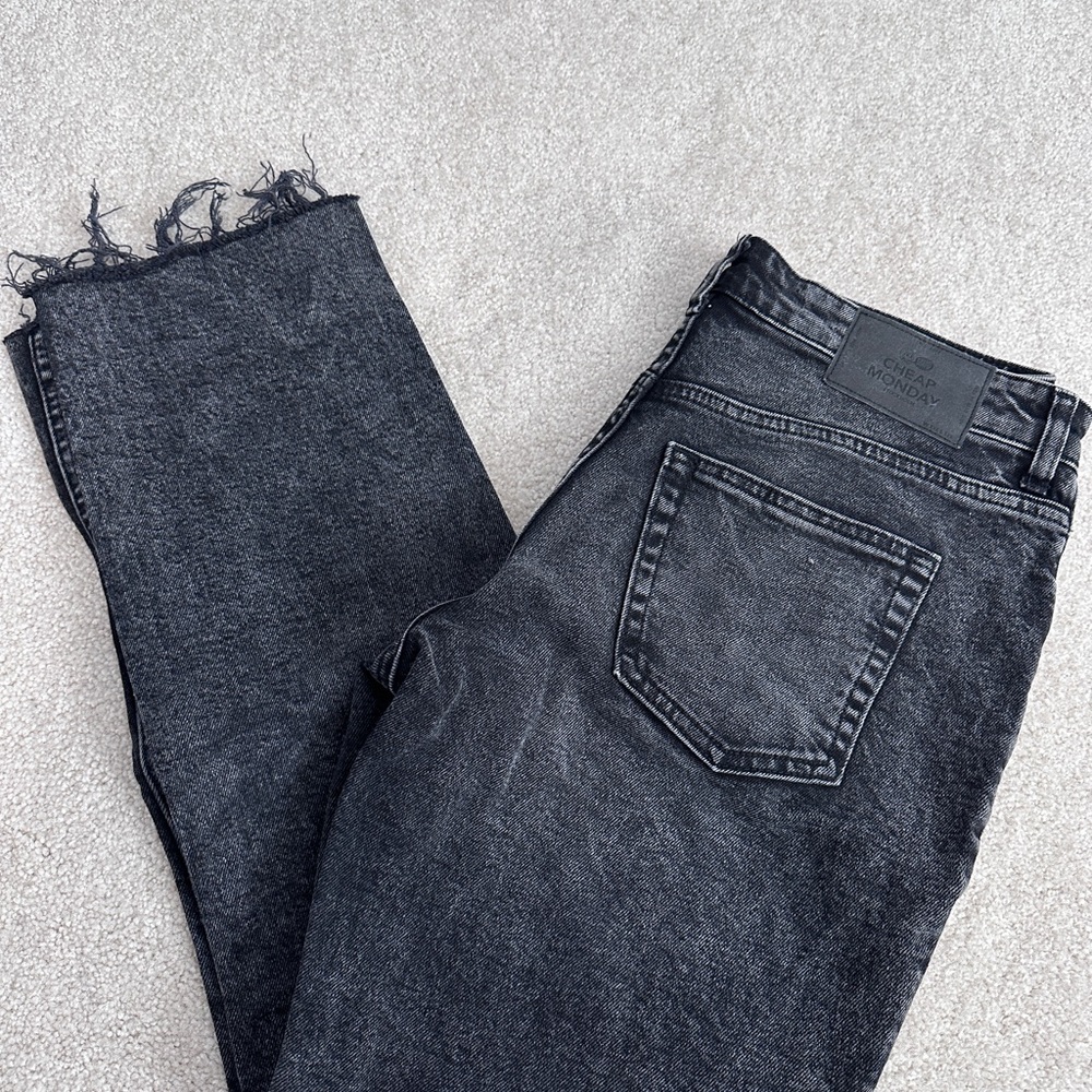 Cheap Monday Washed Black High-Rise Straight Jeans